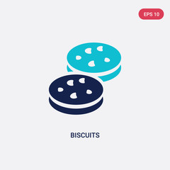two color biscuits vector icon from food concept. isolated blue biscuits vector sign symbol can be use for web, mobile and logo. eps 10