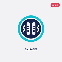 two color sausages vector icon from food concept. isolated blue sausages vector sign symbol can be use for web, mobile and logo. eps 10