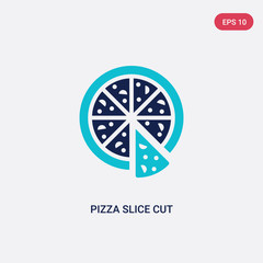 two color pizza slice cut vector icon from food concept. isolated blue pizza slice cut vector sign symbol can be use for web, mobile and logo. eps 10