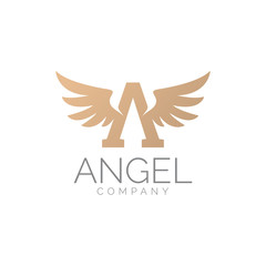 Vector logo A Angel Company with wings