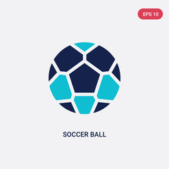 two color soccer ball vector icon from football concept. isolated blue soccer ball vector sign symbol can be use for web, mobile and logo. eps 10