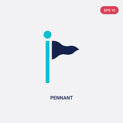 two color pennant vector icon from football concept. isolated blue pennant vector sign symbol can be use for web, mobile and logo. eps 10