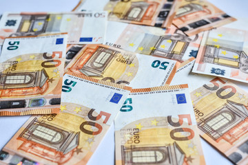 Obraz na płótnie Canvas 50 Euro banknotes