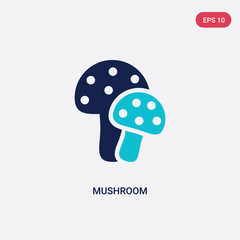 two color mushroom vector icon from fruits concept. isolated blue mushroom vector sign symbol can be use for web, mobile and logo. eps 10