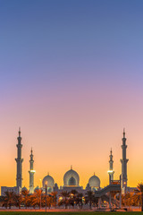 Amazing view of Sheikh Zayed Mosque at sunset.Abu Dhabi.UAE