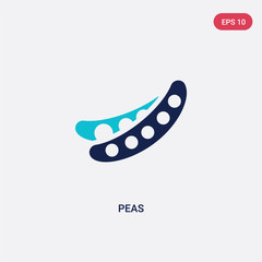 two color peas vector icon from fruits concept. isolated blue peas vector sign symbol can be use for web, mobile and logo. eps 10