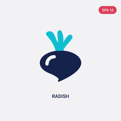 Obraz premium two color radish vector icon from fruits concept. isolated blue radish vector sign symbol can be use for web, mobile and logo. eps 10
