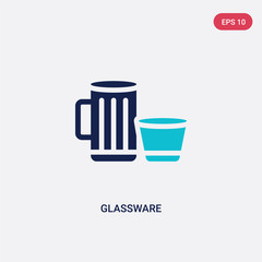 two color glassware vector icon from furniture and household concept. isolated blue glassware vector sign symbol can be use for web, mobile and logo. eps 10