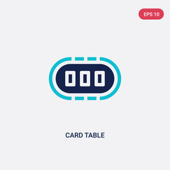 two color card table vector icon from furniture and household concept. isolated blue card table vector sign symbol can be use for web, mobile and logo. eps 10