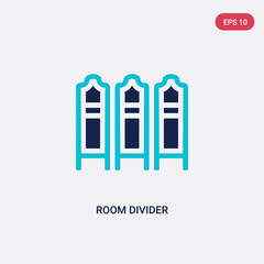 two color room divider vector icon from furniture and household concept. isolated blue room divider vector sign symbol can be use for web, mobile and logo. eps 10