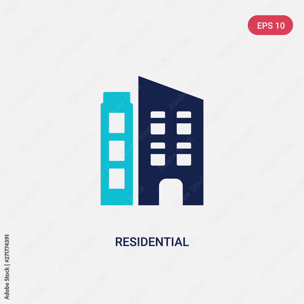 Wall mural two color residential vector icon from future technology concept. isolated blue residential vector s