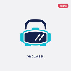 two color vr glasses vector icon from future technology concept. isolated blue vr glasses vector sign symbol can be use for web, mobile and logo. eps 10
