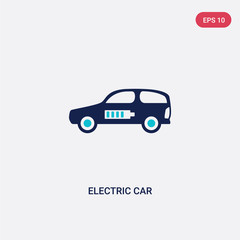 two color electric car vector icon from future technology concept. isolated blue electric car vector sign symbol can be use for web, mobile and logo. eps 10