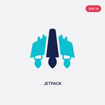 Two Color Jetpack Vector Icon From Future Technology Concept. Isolated Blue Jetpack Vector Sign Symbol Can Be Use For Web, Mobile And Logo. Eps 10