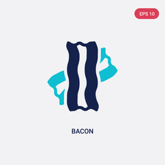 two color bacon vector icon from gastronomy concept. isolated blue bacon vector sign symbol can be use for web, mobile and logo. eps 10