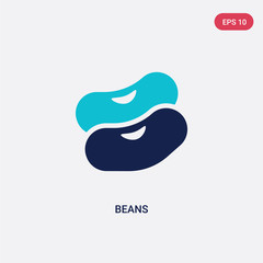 two color beans vector icon from gastronomy concept. isolated blue beans vector sign symbol can be use for web, mobile and logo. eps 10