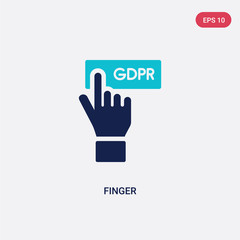 two color finger vector icon from gdpr concept. isolated blue finger vector sign symbol can be use for web, mobile and logo. eps 10