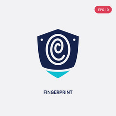 two color fingerprint vector icon from gdpr concept. isolated blue fingerprint vector sign symbol can be use for web, mobile and logo. eps 10