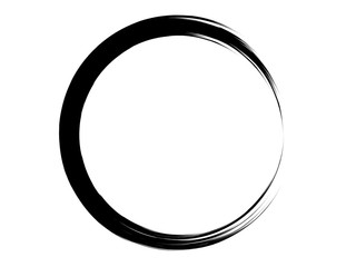 Grunge circle made of black ink.Grunge paint oval frame made with art brush.Black circle made for marking.