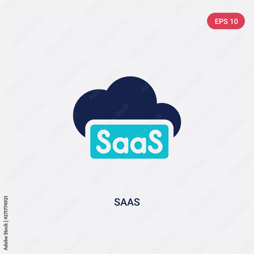 Wall mural two color saas vector icon from general concept. isolated blue saas vector sign symbol can be use fo