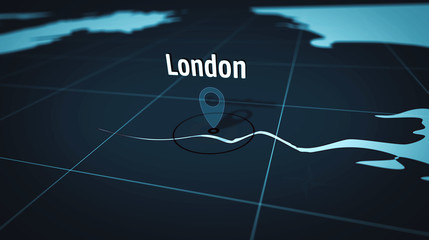 London on blue map