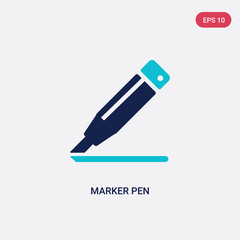 two color marker pen vector icon from general concept. isolated blue marker pen vector sign symbol can be use for web, mobile and logo. eps 10