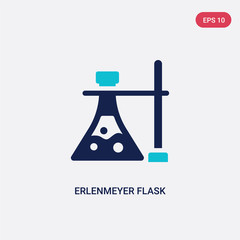two color erlenmeyer flask and bracket vector icon from general concept. isolated blue erlenmeyer flask and bracket vector sign symbol can be use for web, mobile and logo. eps 10