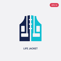Fototapeta premium two color life jacket vector icon from general concept. isolated blue life jacket vector sign symbol can be use for web, mobile and logo. eps 10