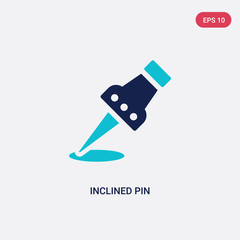 two color inclined pin vector icon from general concept. isolated blue inclined pin vector sign symbol can be use for web, mobile and logo. eps 10