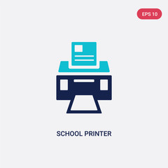two color school printer vector icon from general concept. isolated blue school printer vector sign symbol can be use for web, mobile and logo. eps 10