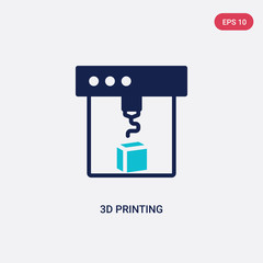 two color 3d printing vector icon from general-1 concept. isolated blue 3d printing vector sign symbol can be use for web, mobile and logo. eps 10