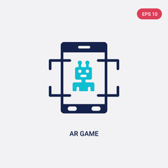 two color ar game vector icon from general-1 concept. isolated blue ar game vector sign symbol can be use for web, mobile and logo. eps 10