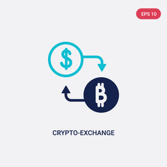 two color crypto-exchange vector icon from general-1 concept. isolated blue crypto-exchange vector sign symbol can be use for web, mobile and logo. eps 10