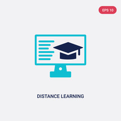 two color distance learning vector icon from general-1 concept. isolated blue distance learning vector sign symbol can be use for web, mobile and logo. eps 10