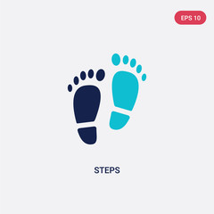 two color steps vector icon from general concept. isolated blue steps vector sign symbol can be use for web, mobile and logo. eps 10
