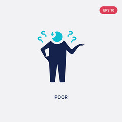 two color poor vector icon from general concept. isolated blue poor vector sign symbol can be use for web, mobile and logo. eps 10