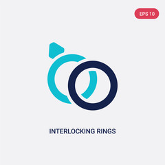 two color interlocking rings vector icon from general concept. isolated blue interlocking rings vector sign symbol can be use for web, mobile and logo. eps 10