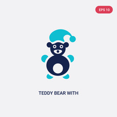 two color teddy bear with sleep hat vector icon from general concept. isolated blue teddy bear with sleep hat vector sign symbol can be use for web, mobile and logo. eps 10