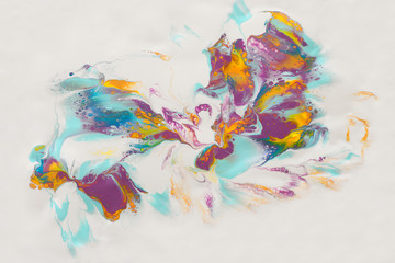 photography of abstract marbleized effect background. mint, pink, white, yellow and purple creative...