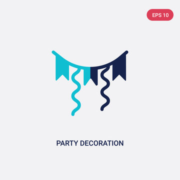 two color party decoration vector icon from general concept. isolated blue party decoration vector sign symbol can be use for web, mobile and logo. eps 10