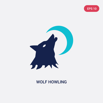 two color wolf howling vector icon from general concept. isolated blue wolf howling vector sign symbol can be use for web, mobile and logo. eps 10