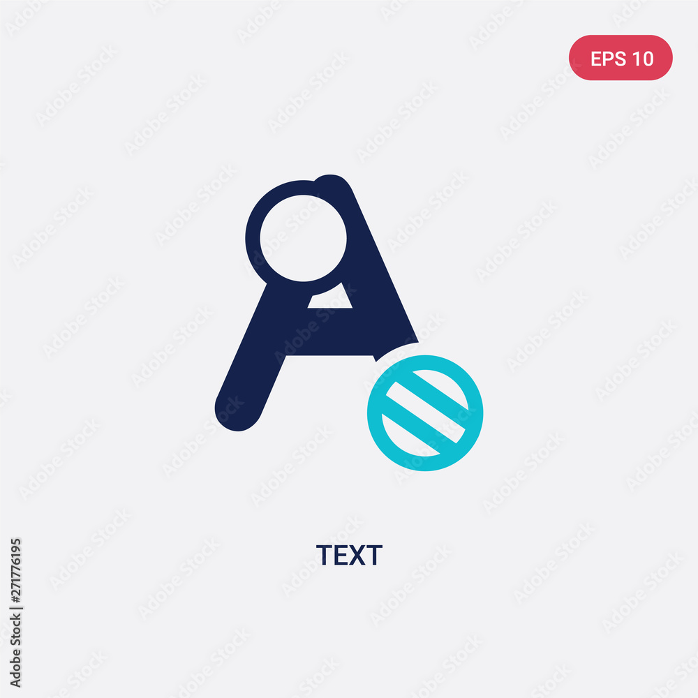 Poster two color text vector icon from geometry concept. isolated blue text vector sign symbol can be use f