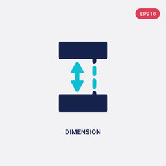 two color dimension vector icon from geometry concept. isolated blue dimension vector sign symbol can be use for web, mobile and logo. eps 10