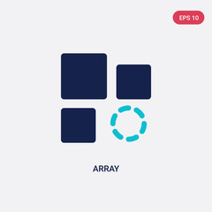two color array vector icon from geometry concept. isolated blue array vector sign symbol can be use for web, mobile and logo. eps 10