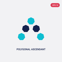 two color polygonal ascendant vector icon from geometry concept. isolated blue polygonal ascendant vector sign symbol can be use for web, mobile and logo. eps 10