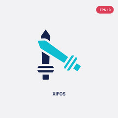 two color xifos vector icon from greece concept. isolated blue xifos vector sign symbol can be use for web, mobile and logo. eps 10