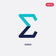two color sigma vector icon from greece concept. isolated blue sigma vector sign symbol can be use for web, mobile and logo. eps 10