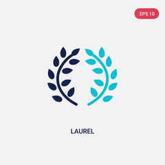 two color laurel vector icon from greece concept. isolated blue laurel vector sign symbol can be use for web, mobile and logo. eps 10