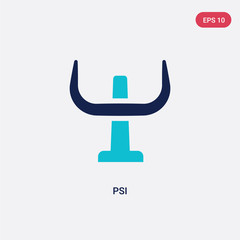 two color psi vector icon from greece concept. isolated blue psi vector sign symbol can be use for web, mobile and logo. eps 10