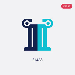 two color pillar vector icon from greece concept. isolated blue pillar vector sign symbol can be use for web, mobile and logo. eps 10